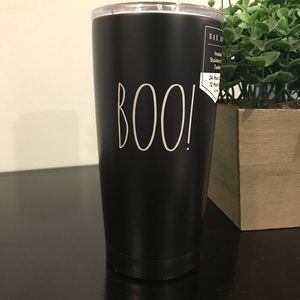 Rae Dunn Halloween black BOO Metal Travel Cup